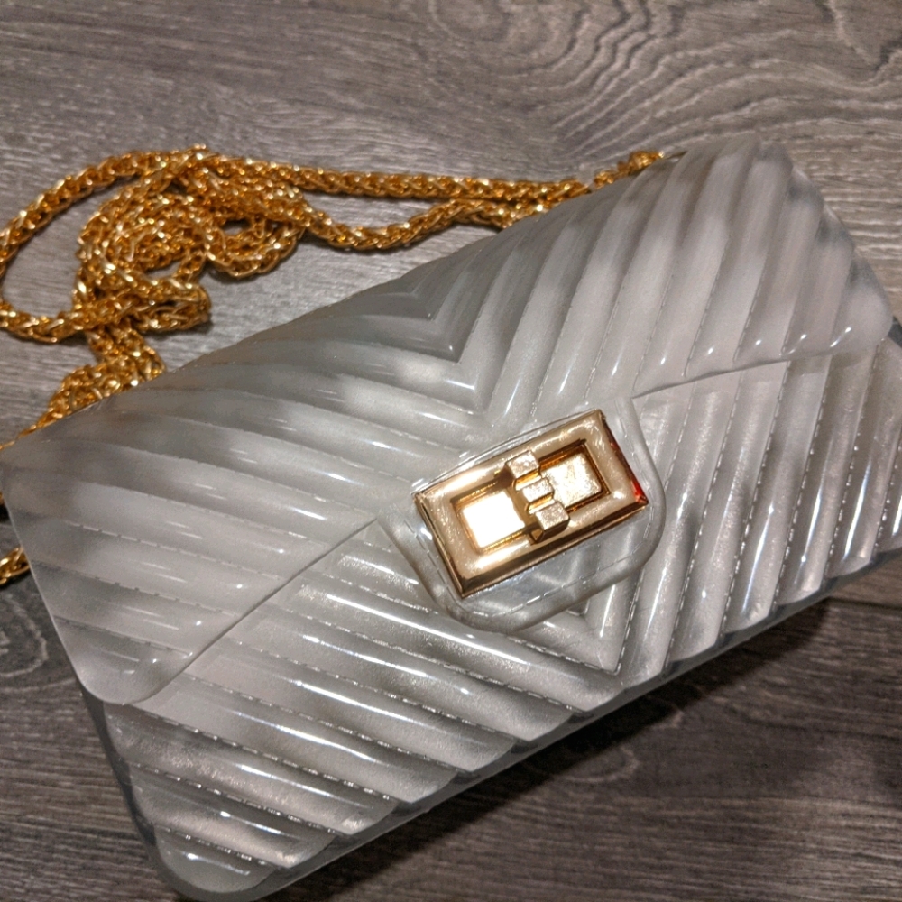 Caleesa Clear and Gold Jelly Purse